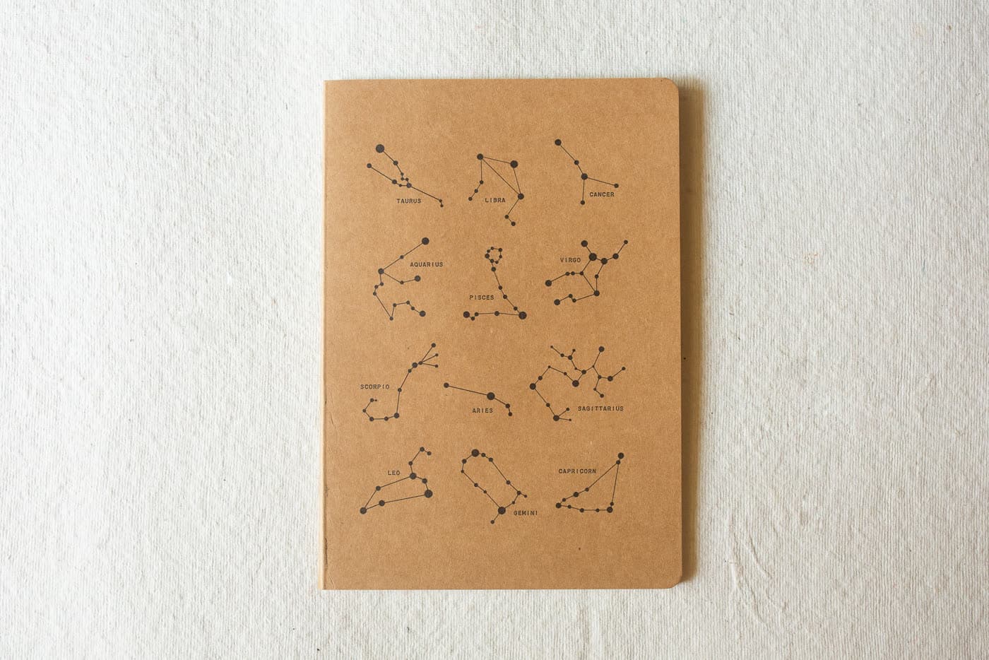 Kraft notebook screen-printed with constellations